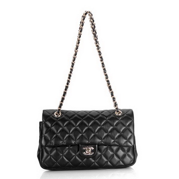 Chanel 2.55 Classic Series Flap Bag 1112 Black Leather Golden Hardware 
