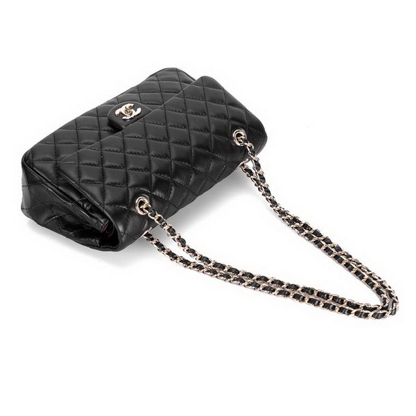 Chanel 2.55 Classic Series Flap Bag 1112 Black Leather Golden Hardware 