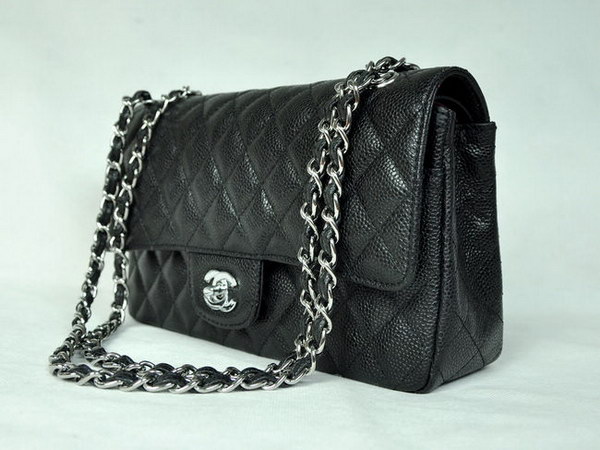 Chanel 2.55 Quilted Flap Bag 1112 Black with Silver Hardware