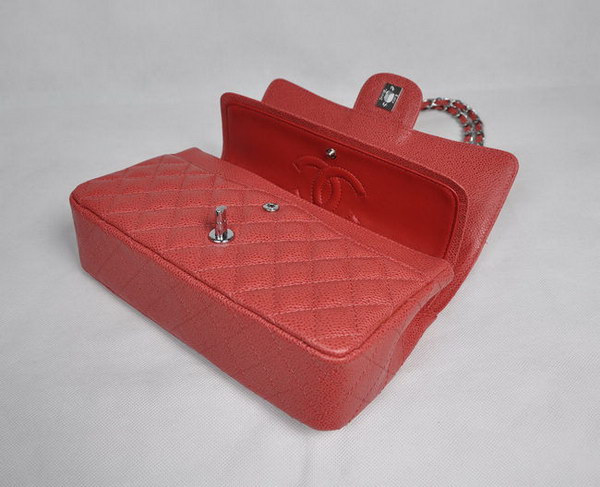 Chanel 2.55 Quilted Flap Bag 1112 Red with Silver Hardware