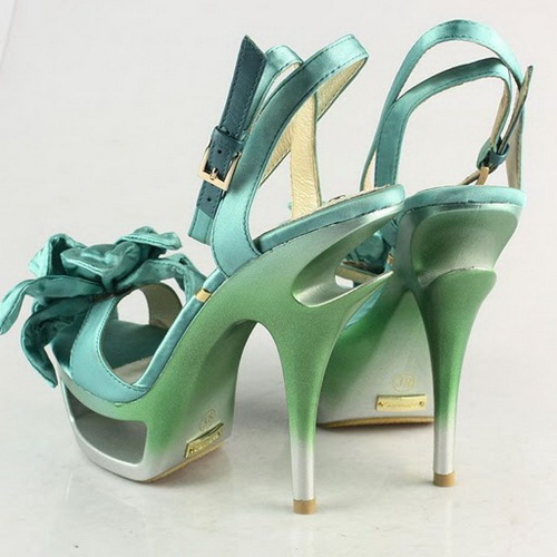 Gianmarco Lorenzi Green Satin Flower Sandals