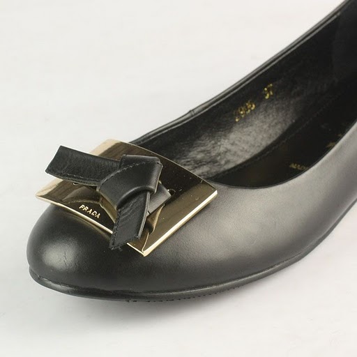 Prada Classics Patent Leather Knot Flats Black