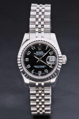 Rolex Datejust Silver Black Stainless Steel 25mm Watch-RD3790