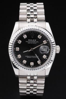 Rolex Datejust Silver Bezel Black Surface Watch-RD2394
