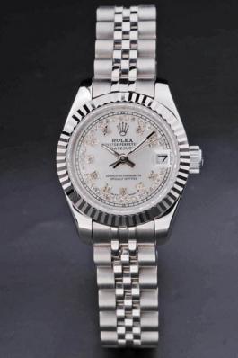 Rolex Datejust Silver Cutwork White Surface Women Watch-RD3775