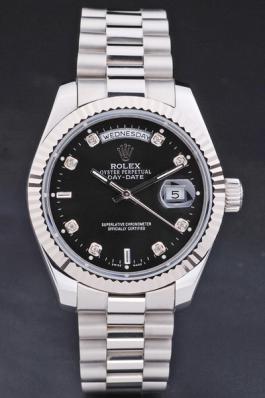 Rolex Day-Date 33 mm Black Surface Cutwork Watch-RD2883
