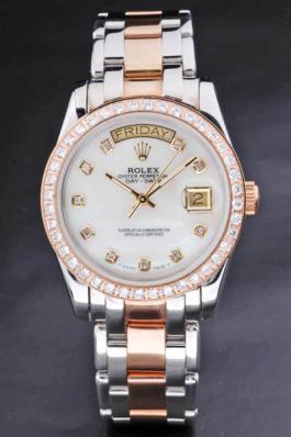 Rolex Day-Date Diamond Cutwork White Surface Watch-RD3744