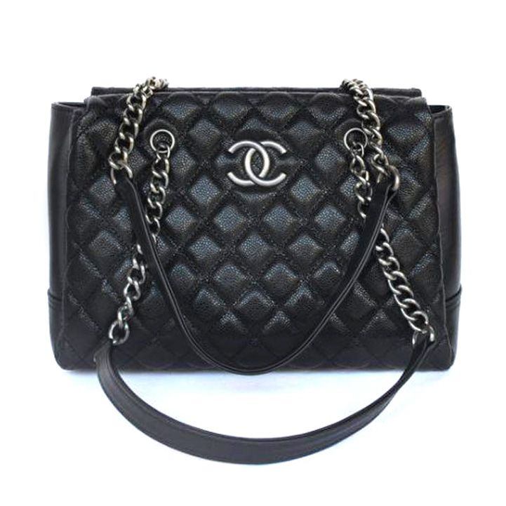 Chanel A68009 Cannage Shopping Borse in pelle nera