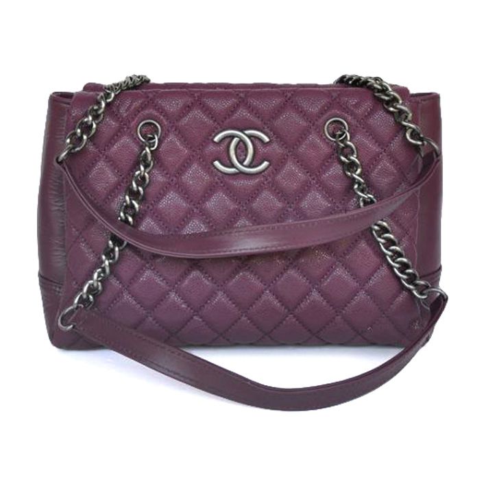 Chanel A68009 Cannage Shopping Borse in pelle viola
