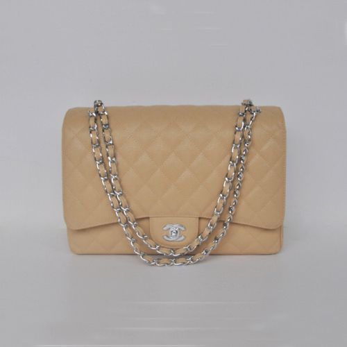 2014 borse Chanel Classic Flap Maxi 58601 catena d'argento albicocca