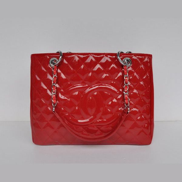 Borsa Chanel A50995 Rosso Patent Leather Shoulder Argento