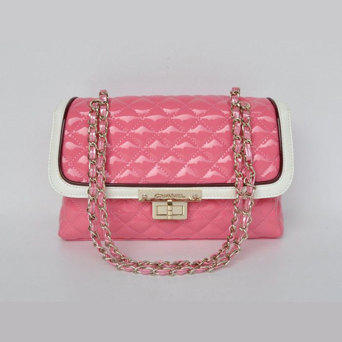 Chanel Flap Borse A66913 Peach Classic Patent Leather