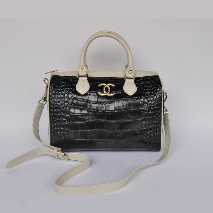 Chanel Boston Borse Croco Leather A66883 Nero