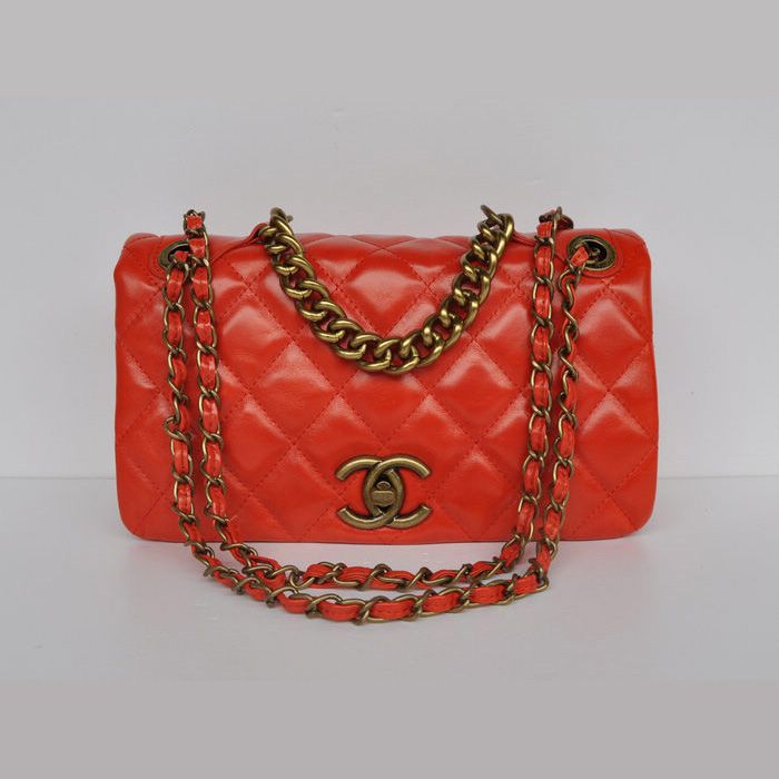 Moda Chanel A67128 Rosso Light vivida Classic Leather Flap Borse