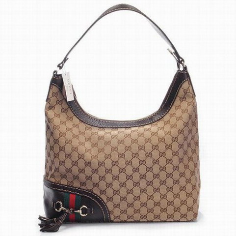 Gucci Outlet Medium Hobo Bag 232968 Beige / Marrone Scuro