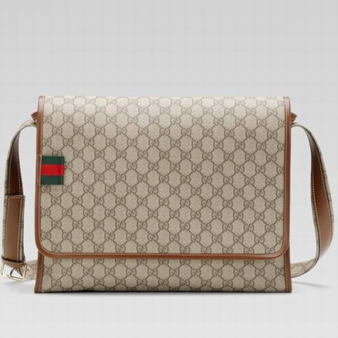 Gucci Medium Messenger Bag con Web 246411 in luce beige / ebano