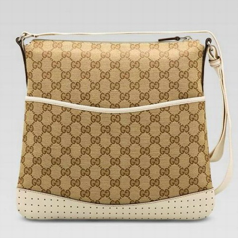 Gucci Medium Messenger Bag con Dettaglio Perforato 145857 in Bei