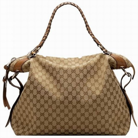 Gucci Outlet Bamboo Bar Large Tote 232927 Beige / Marrone chiaro