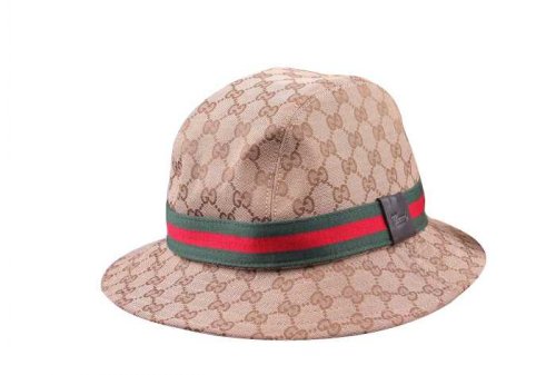 Gucci Outlet Hat Fedora con impresso marchio Beige