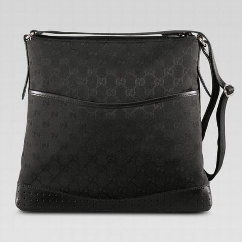 Gucci Medium Messenger Bag con Dettaglio Perforato 145857 in Bla