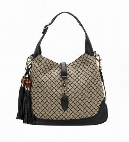 Gucci Outlet New Jackie Medium Shoulder Bag 246907 Beige / Nero