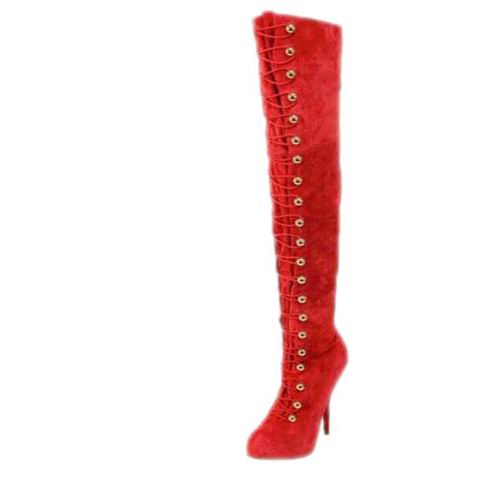 Christian Louboutin Red Supra Fifre 120 Thigh-High Boots