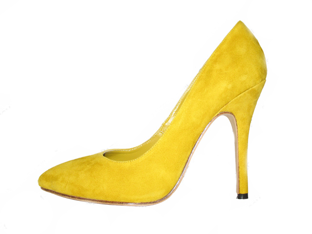 Manolo Blahnik pointed toe suede pumps yellow