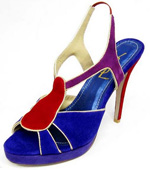 YSL suede high heel sandals multi-color