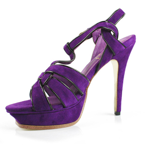 YSL suede bowknot high heel sandals purple