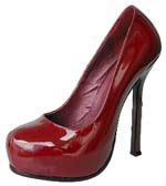 YSL varnish leather round toe pumps red