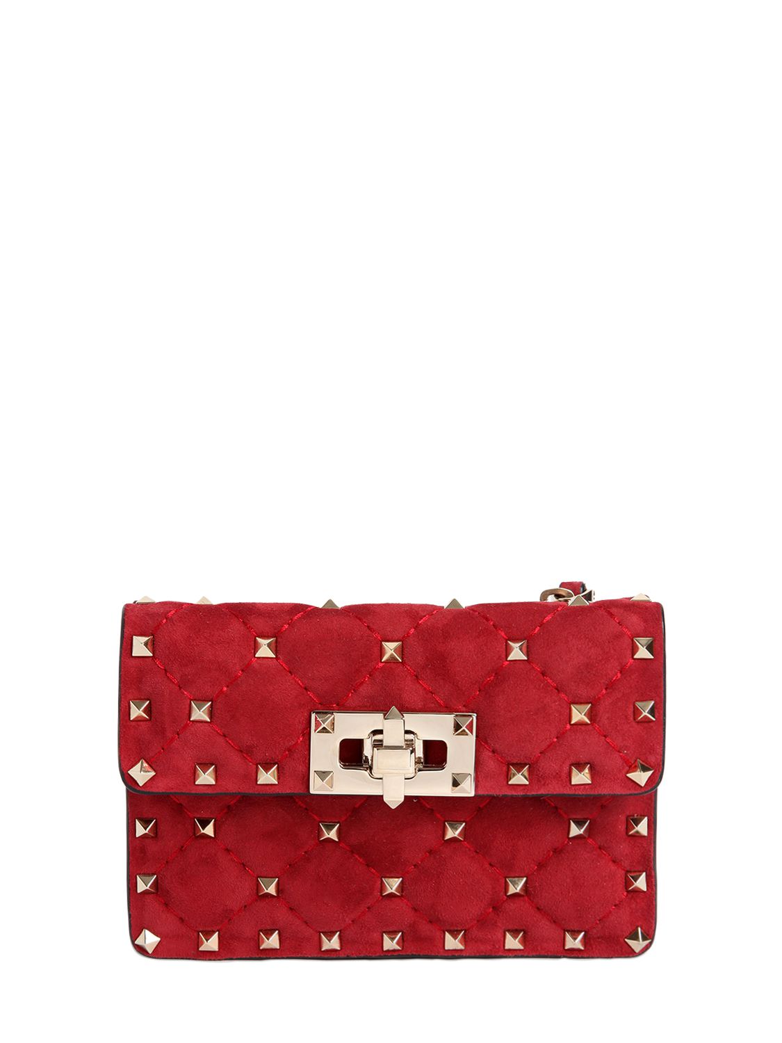 Valentino borsa mini in pelle trapuntata con borchie rosso scuro donna borse,valentino scarpe,valentino Borse,saldi on line