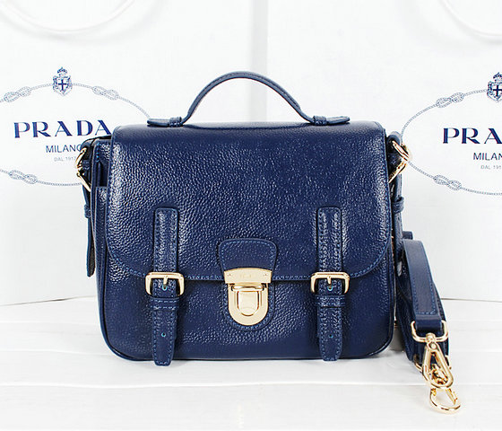 2013 Miglior Prada Daino Flap -Lock Messenger Bag in Royal Blue