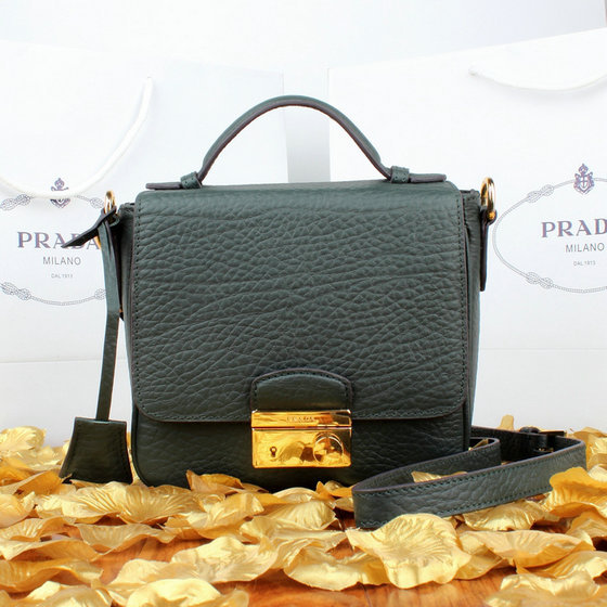 2013 Miglior Prada Grained Leather Mini Bag BT0965 in verde scur