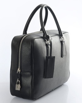 Prada Saffiano Leather Briefcase VS0088 in Nero