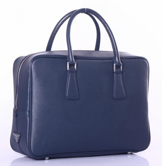Prada Saffiano Leather Briefcase VS0088 in blu